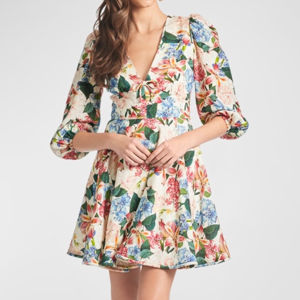 SACHIN + BABI multi Linen Blend Dolce Floral Mini Dress Size 8